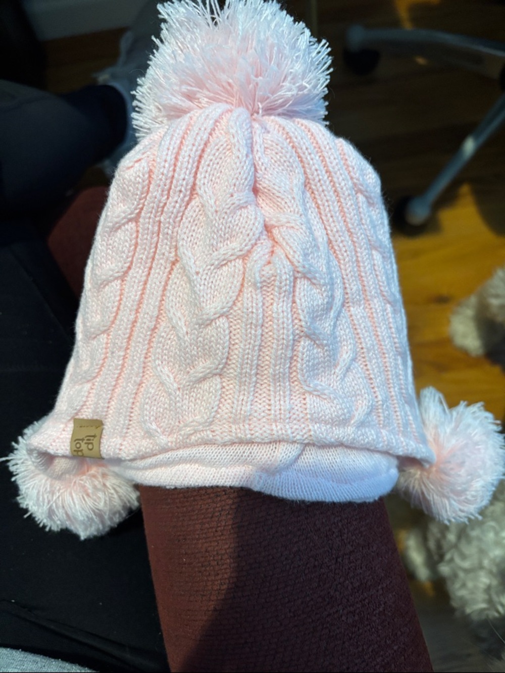 Tip Top Kids Pink Cable Knit Pom Pom Hat